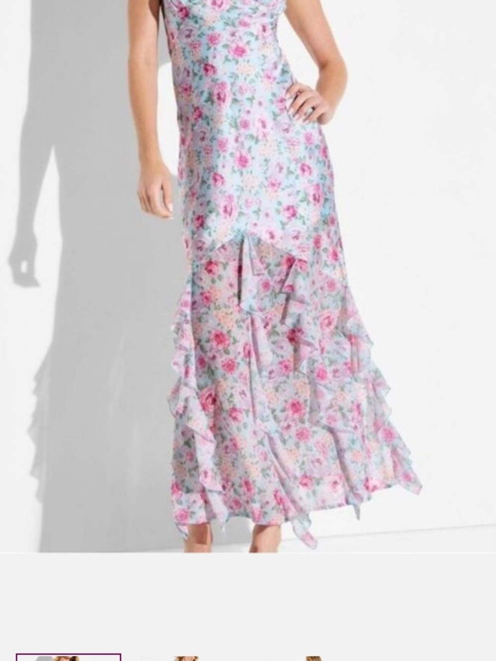 Women's Wild Fable Floral Tiered Ruffle Satin Maxi - Size M
